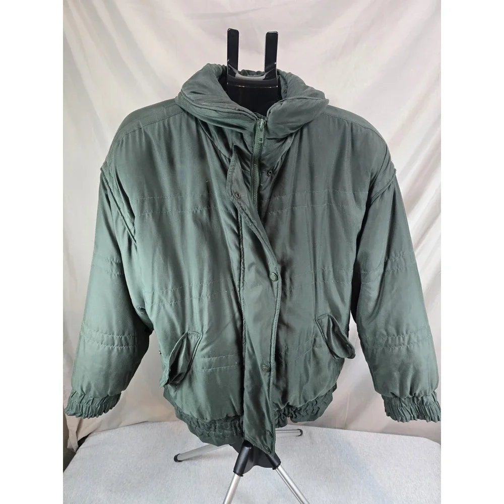 vintage London Fog‎ green bomber jacket with a quilted design & collar Large L